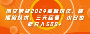 图文带货2024最新玩法，破播放技术，三天起号，小白也能日入500+【揭秘】-一起网赚吧