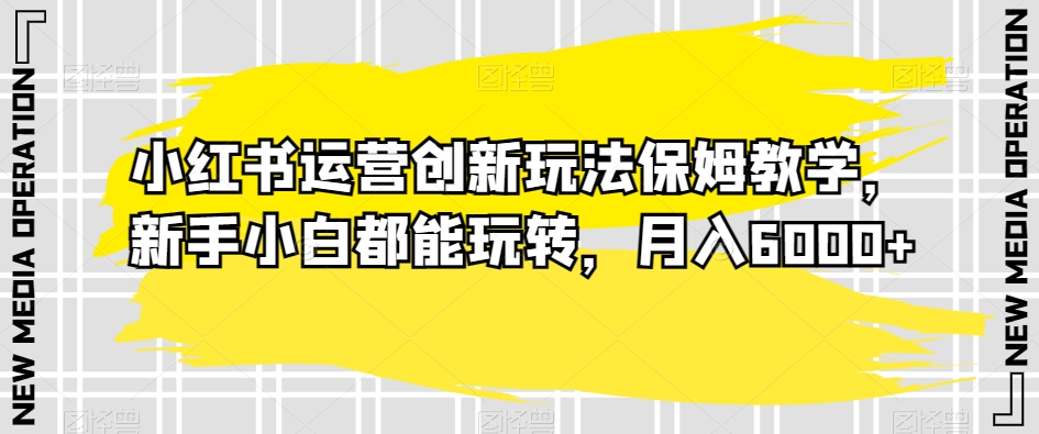 小红书运营创新玩法保姆教学，新手小白都能玩转，月入6000+【揭秘】-一起网赚吧