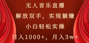 无人音乐直播，解放双手，实现躺赚，小白轻松实操，日入1000+，月入3w+【揭秘】-一起网赚吧