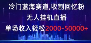 冷门蓝海赛道，收割回忆粉，无人挂机直播，单场收入轻松2000-5w+【揭秘】-一起网赚吧
