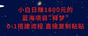 小白能日赚1800元的蓝海项目”释梦”0-1搭建流程可直接复制粘贴长期做【揭秘】-一起网赚吧