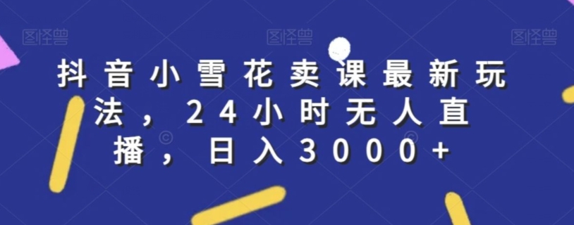抖音小雪花卖课最新玩法，24小时无人直播，日入3000+【揭秘】-一起网赚吧