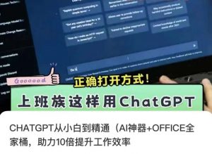 CHATGPT从小白到精通,AI神器+OFFICE全家桶,助力10倍提升工作效率-一起网赚吧