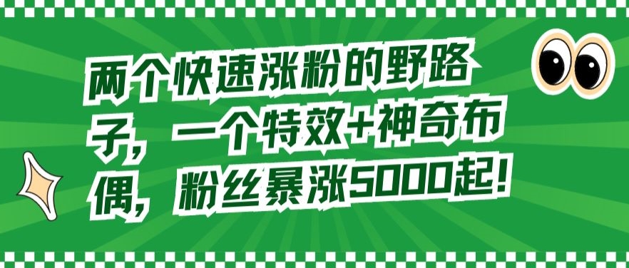 两个快速涨粉的野路子，一个特效+神奇布偶，粉丝暴涨5000起【揭秘】-一起网赚吧