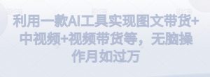 利用一款AI工具实现图文带货+中视频+视频带货等，无脑操作月如过万【揭秘】-一起网赚吧