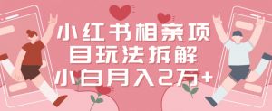 小红书相亲项目玩法拆解，有人通过这个副业项目做到了月收入2万多【揭秘】-一起网赚吧