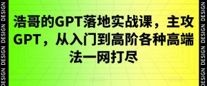 浩哥的GPT落地实战课，主攻GPT，从入门到高阶各种高端法一网打尽-一起网赚吧