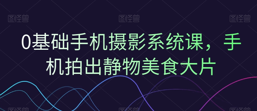 0基础手机摄影系统课，手机拍出静物美食大片-一起网赚吧
