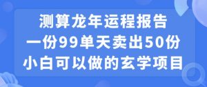 小白可做的玄学项目，出售”龙年运程报告”一份99元单日卖出100份利润9900元，0成本投入【揭秘】-一起网赚吧
