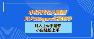 小红书无人直播月入30gmv实操教学，月入上w不是梦，小白轻松上手【揭秘】-一起网赚吧
