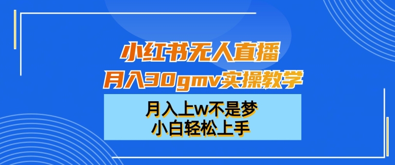 小红书无人直播月入30gmv实操教学，月入上w不是梦，小白轻松上手【揭秘】-一起网赚吧