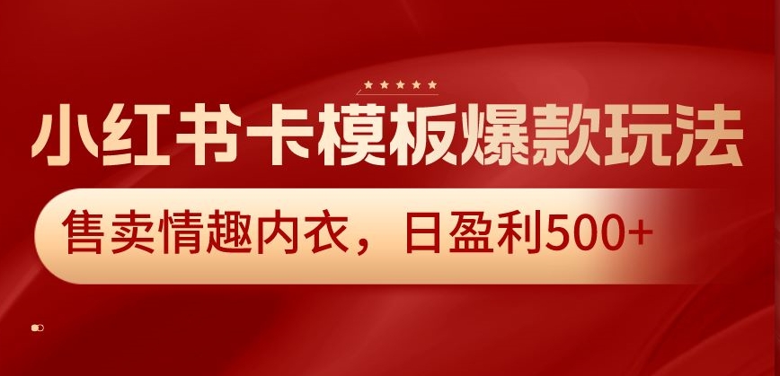 小红书卡模板爆款玩法，售卖情趣内衣，日盈利500+【揭秘】-一起网赚吧