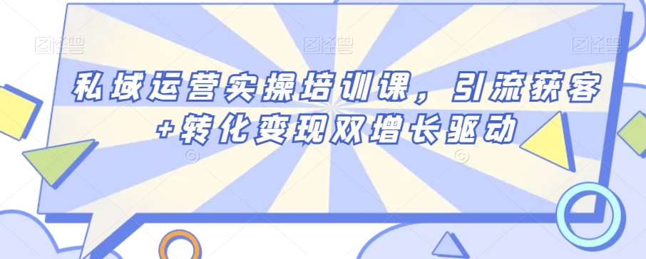 私域运营实操培训课，引流获客+转化变现双增长驱动-一起网赚吧