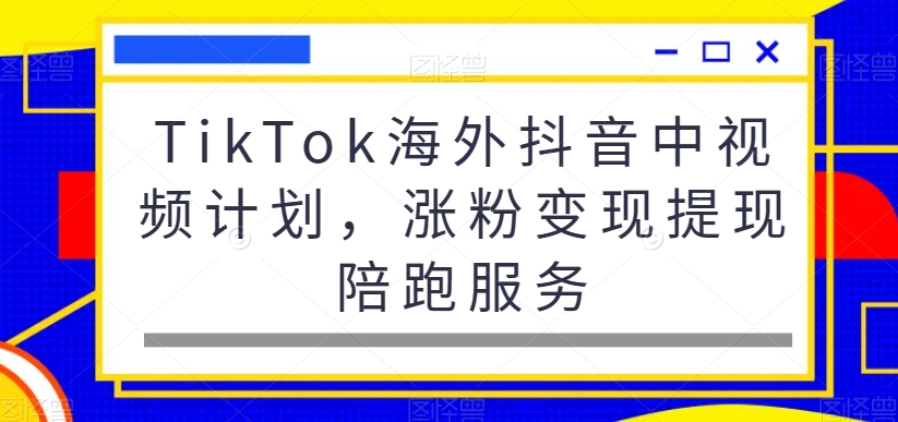 TikTok海外抖音中视频计划，涨粉变现提现陪跑服务-一起网赚吧