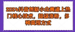 2024抖音创新小众赛道上热门核心技术，超级涨粉，多种变现方式【揭秘】-一起网赚吧