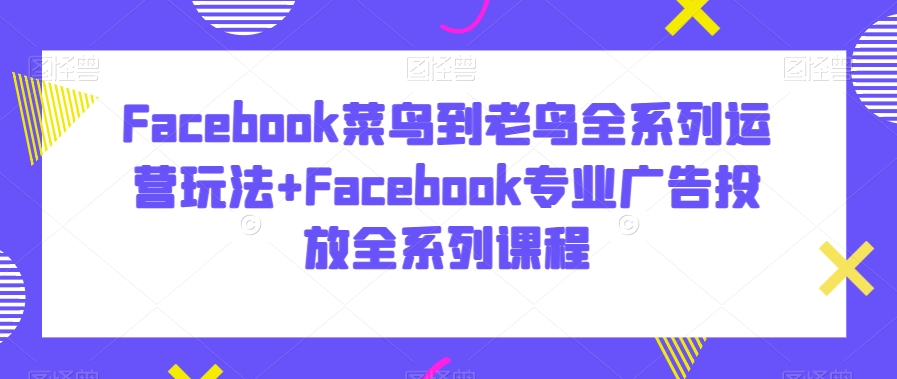 Facebook菜鸟到老鸟全系列运营玩法+Facebook专业广告投放全系列课程-一起网赚吧