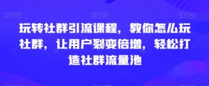 玩转社群引流课程，教你怎么玩社群，让用户裂变倍增，轻松打造社群流量池-一起网赚吧