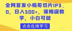 全网首发小杨哥切片IP3.0，日入500+，保姆级教学，小白可做【揭秘】-一起网赚吧