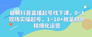 最新抖音直播起号线下课，0~1现场实操起号，1~10+放量稳号精细化运营-一起网赚吧