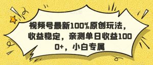 视频号最新100%原创玩法，收益稳定，亲测单日收益1000+，小白专属【揭秘】-一起网赚吧