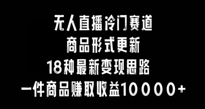无人直播冷门赛道，商品形式更新，18种变现思路，一件商品赚取收益10000+【揭秘】-一起网赚吧