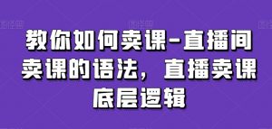 教你如何卖课-直播间卖课的语法，直播卖课底层逻辑-一起网赚吧