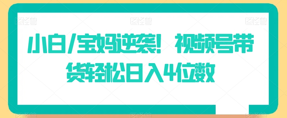 小白/宝妈逆袭！视频号带货轻松日入4位数【揭秘】-一起网赚吧
