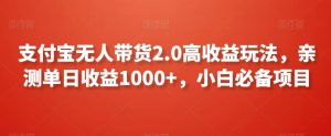 支付宝无人带货2.0高收益玩法，亲测单日收益1000+，小白必备项目【揭秘】-一起网赚吧