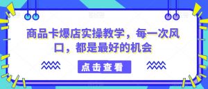 商品卡爆店实操教学,每一次风口,都是最好的机会-一起网赚吧