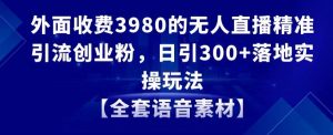 外面收费3980的无人直播精准引流创业粉，日引300+落地实操玩法【全套语音素材】【揭秘】-一起网赚吧