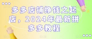 多多店铺挣钱之起店，2024年最新拼多多教程-一起网赚吧