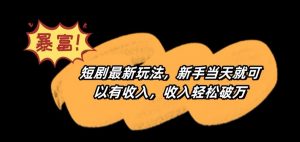 短剧最新玩法，新手当天就可以有收入，收入轻松破万【揭秘】-一起网赚吧