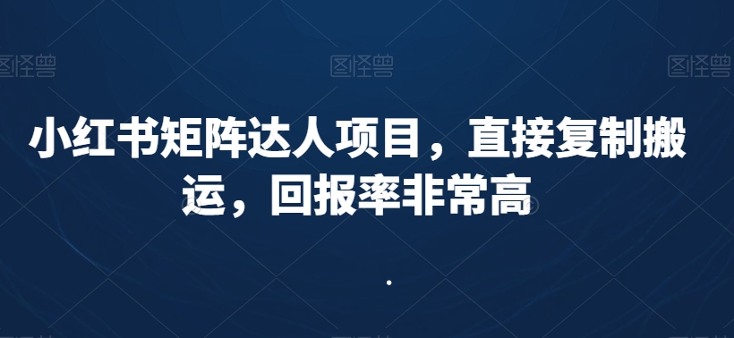 小红书矩阵达人项目，直接复制搬运，回报率非常高-一起网赚吧