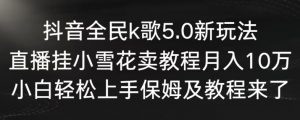抖音全民k歌5.0新玩法，直播挂小雪花卖教程月入10万，小白轻松上手，保姆及教程来了【揭秘】-一起网赚吧