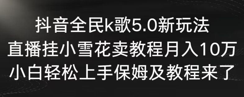 抖音全民k歌5.0新玩法，直播挂小雪花卖教程月入10万，小白轻松上手，保姆及教程来了【揭秘】-一起网赚吧