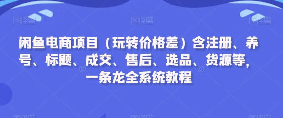 闲鱼电商项目(玩转价格差)含注册、养号、标题、成交、售后、选品、货源等,一条龙全系统教程-一起网赚吧