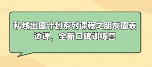私域出圈计划系列课程之朋友圈表达课，全新口碑训练营-一起网赚吧