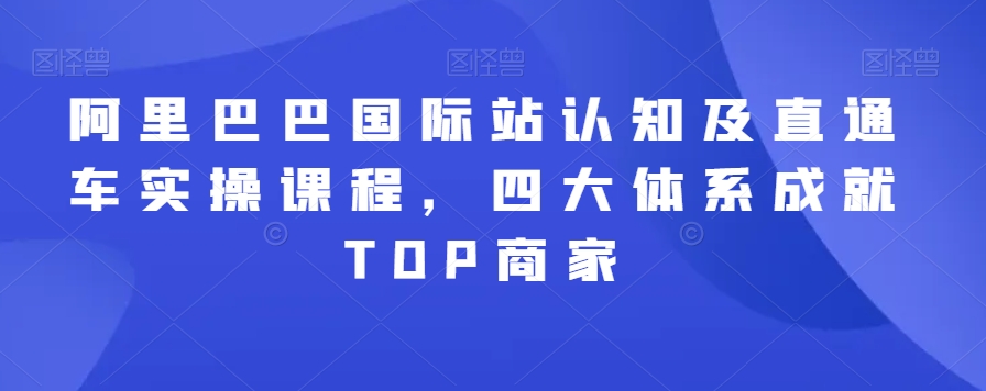 阿里巴巴国际站认知及直通车实操课程，四大体系成就TOP商家-一起网赚吧