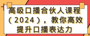 高级口播合伙人课程(2024),教你高效提升口播表达力-一起网赚吧