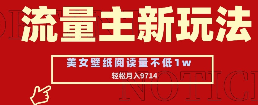 流量主新玩法，美女壁纸和头像，阅读量不低于1w，月入9741【揭秘】-一起网赚吧