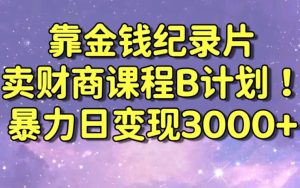财经纪录片联合财商课程的变现策略，暴力日变现3000+，喂饭级别教学【揭秘】-一起网赚吧