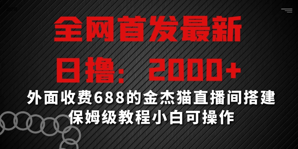 全网首发最新，日撸2000+，外面收费688的金杰猫直播间搭建，保姆级教程小白可操作【揭秘】-一起网赚吧