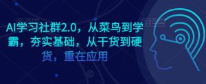 AI学习社群2.0，从菜鸟到学霸，夯实基础，从干货到硬货，重在应用-一起网赚吧
