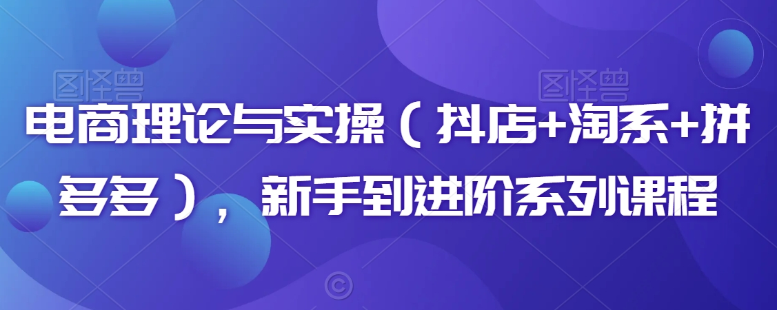 电商理论与实操（抖店+淘系+拼多多），新手到进阶系列课程-一起网赚吧