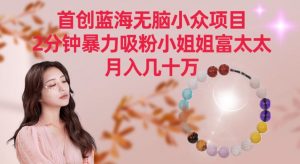 首创蓝海无脑小众项目，2分钟暴力吸粉小姐姐富太太，月入几十万【揭秘】-一起网赚吧