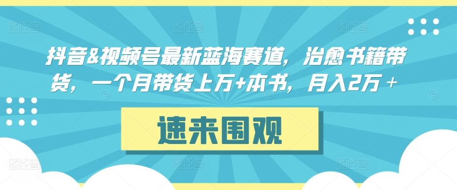 抖音&视频号最新蓝海赛道，治愈书籍带货，一个月带货上万+本书，月入2万＋【揭秘】-一起网赚吧