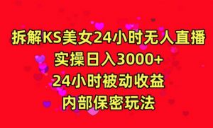 利用快手24小时无人美女直播，实操日入3000，24小时被动收益，内部保密玩法【揭秘】-一起网赚吧