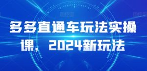多多直通车玩法实操课，2024新玩法-一起网赚吧