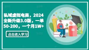 私域虚拟电商,2024全新升级3.0版,一单50-200,一个月1W+【揭秘】-一起网赚吧
