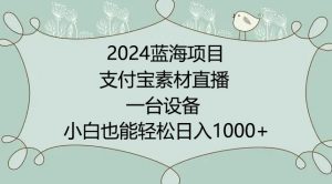 2024年蓝海项目，支付宝素材直播，无需出境，小白也能日入1000+ ，实操教程【揭秘】-一起网赚吧